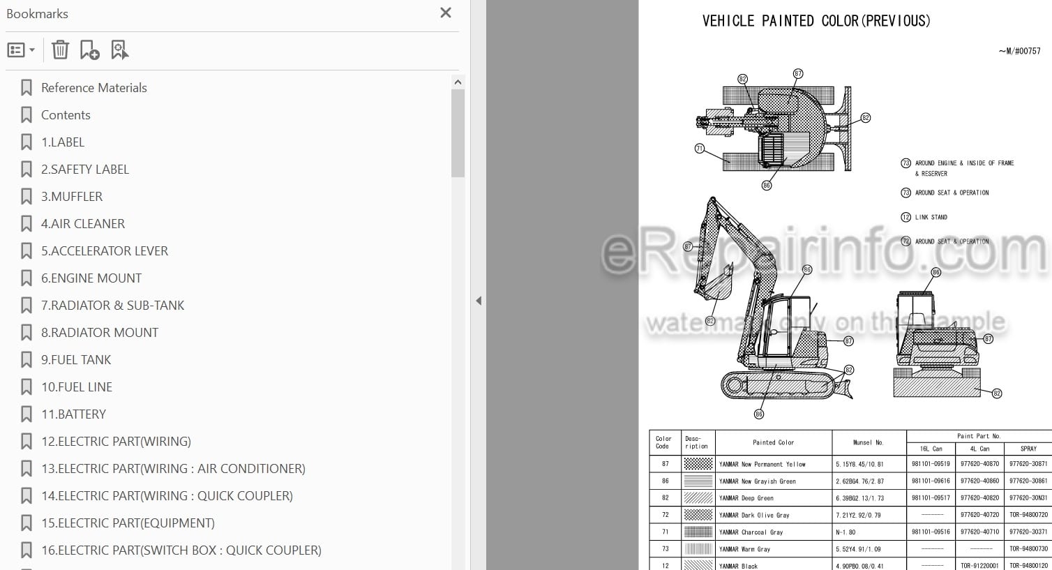 Photo 3 - Yanmar SV100 Parts Catalog Excavator