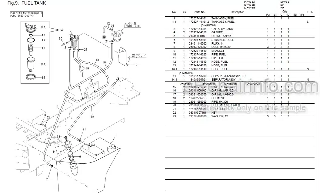 Photo 1 - Yanmar V3-5A V3-5B V4-5B V5-B Parts Catalog Wheel Loader