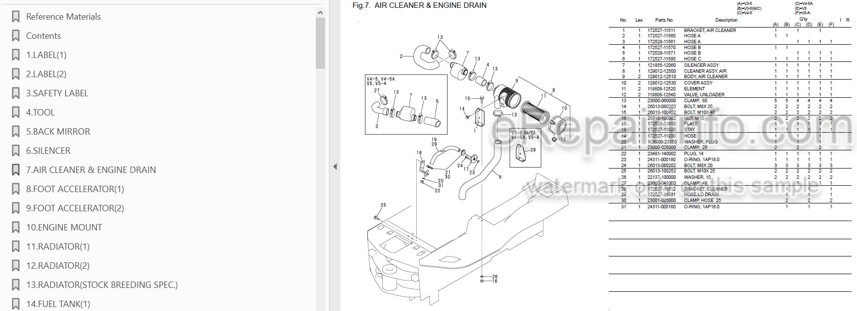 Photo 3 - Yanmar V3-5 V3-5MC V4-5 V4-5A V5 V5-A Parts Catalog Wheel Loader
