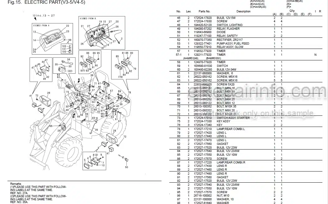 Photo 1 - Yanmar V3-5 V4-5 V4-5A V4-5B Parts Catalog Wheel Loader