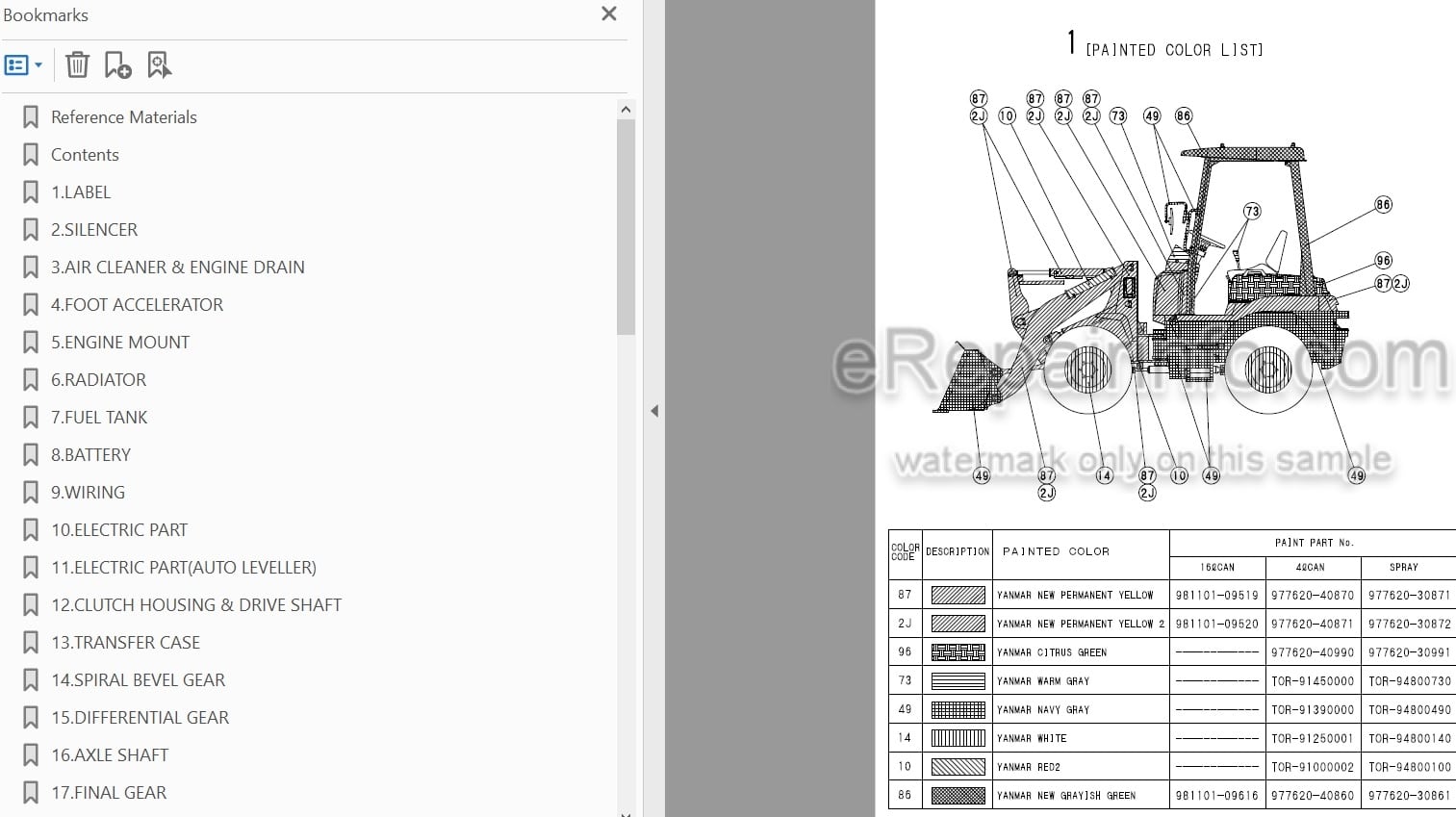 Photo 3 - Yanmar V4-5D Parts Catalog Wheel Loader