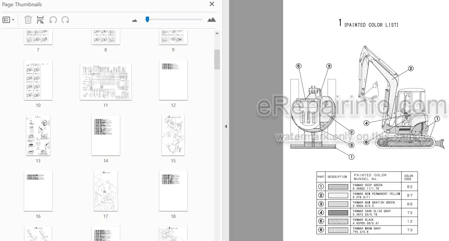 Photo 3 - Yanmar VIO045 Parts Catalog Excavator