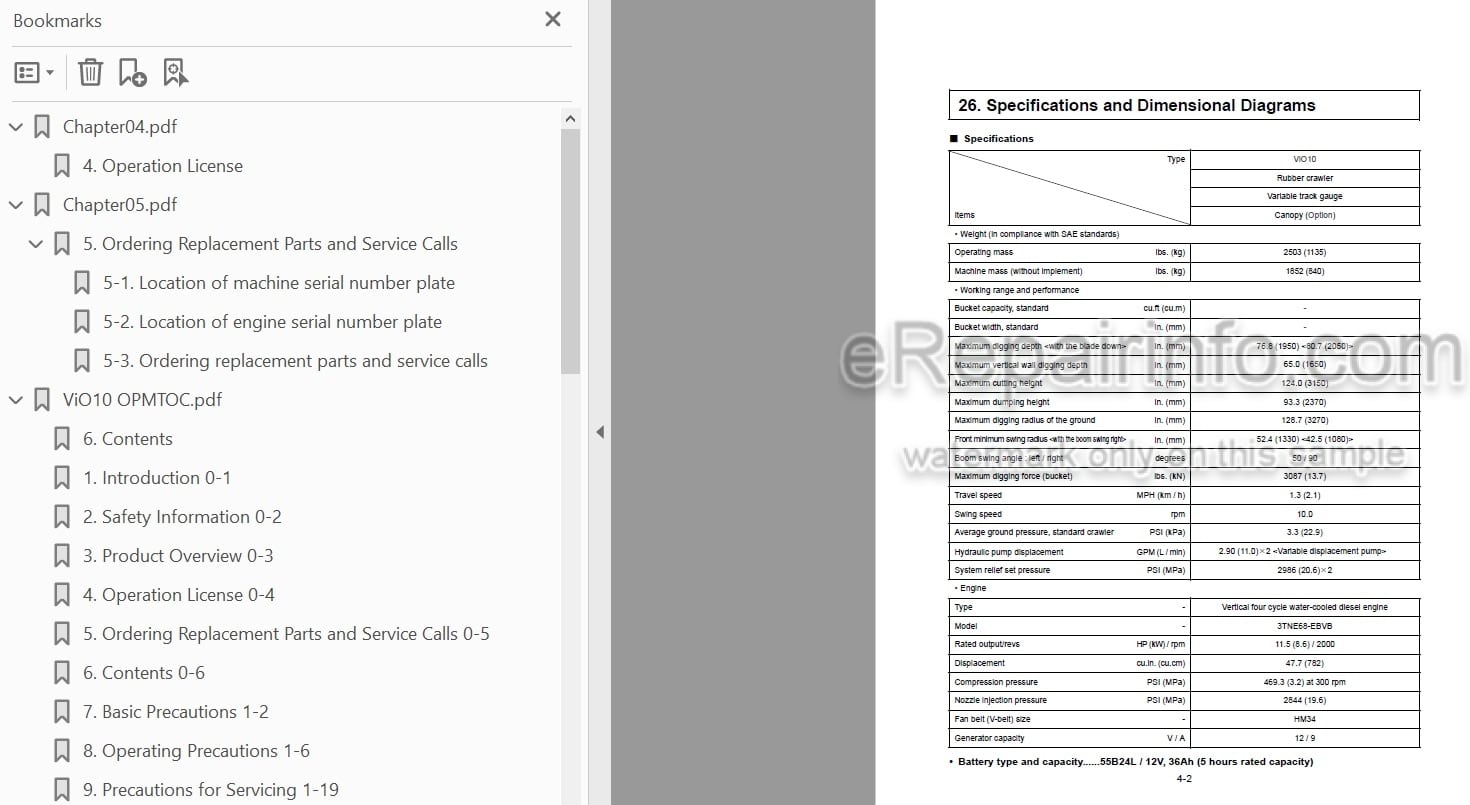 Photo 5 - Yanmar VIO10 Operation And Maintenance Manual Excavator