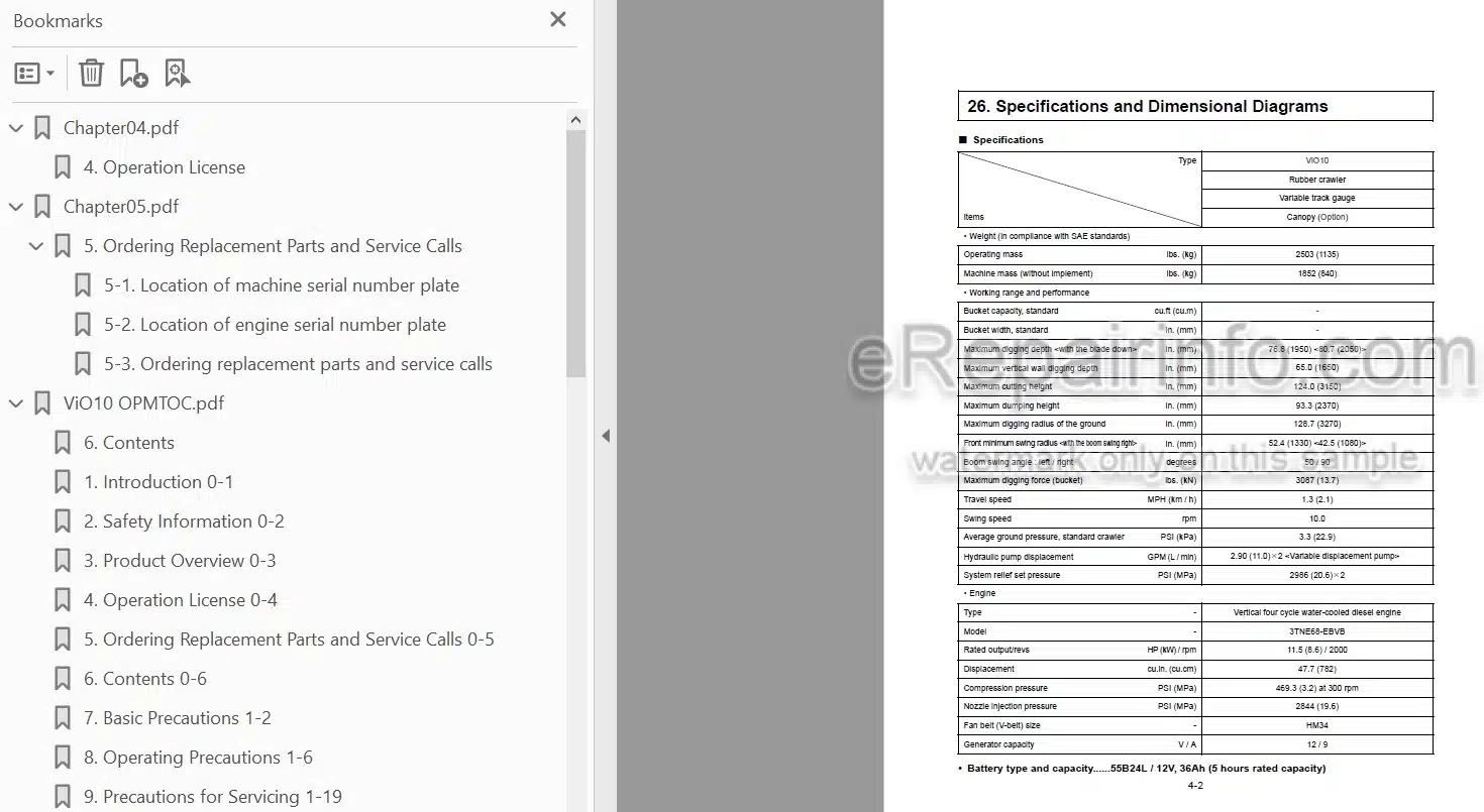 Photo 5 - Yanmar VIO10 Operation And Maintenance Manual Excavator
