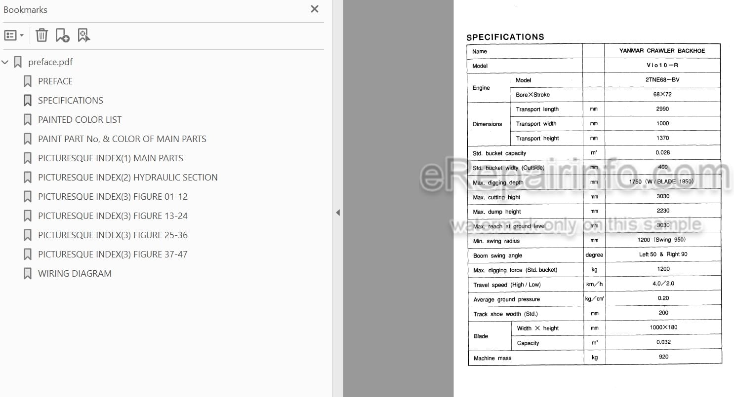 Photo 4 - Yanmar VIO10 Parts Catalog Excavator