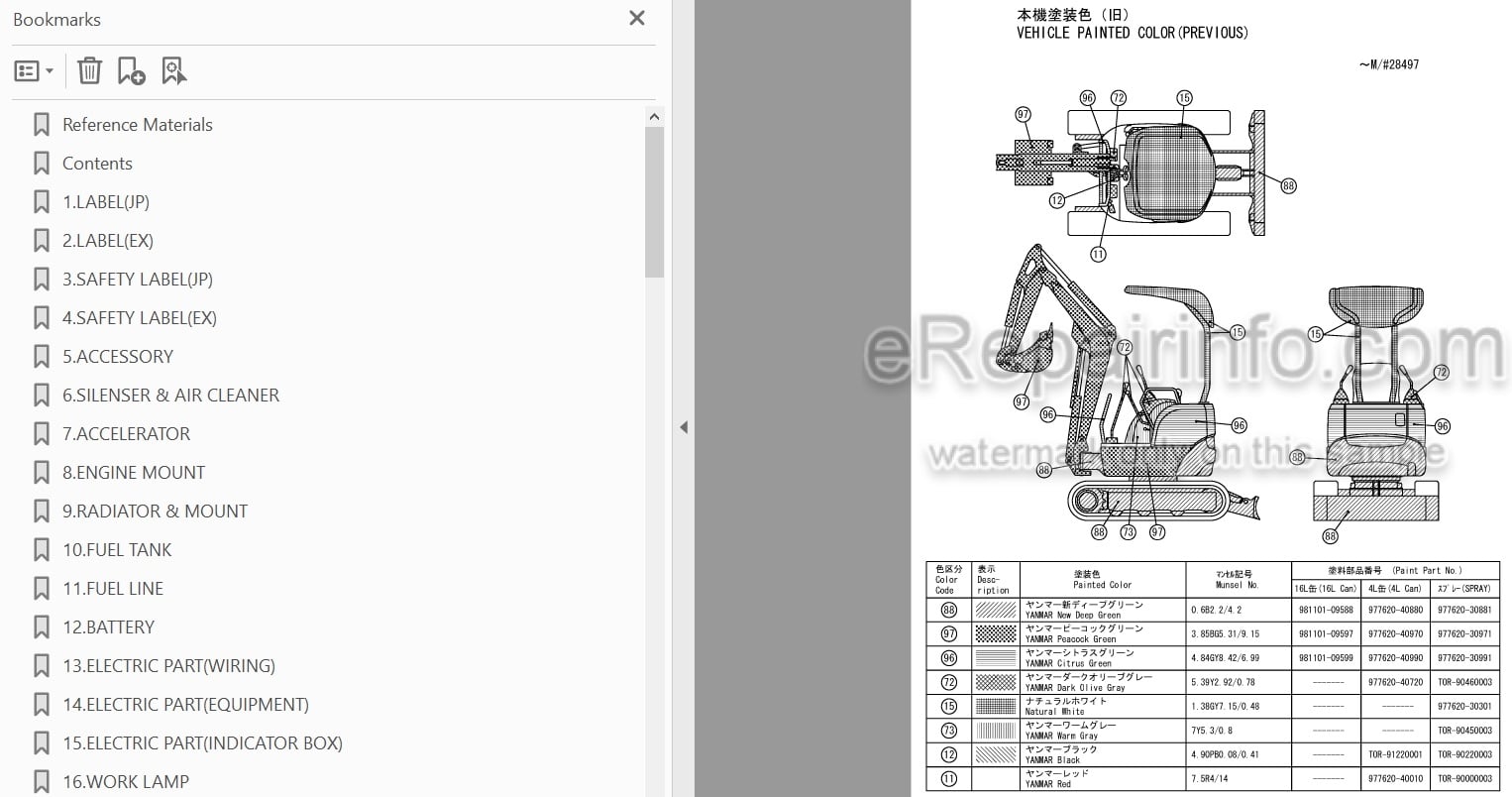 Photo 3 - Yanmar VIO15-2A Parts Catalog Excavator