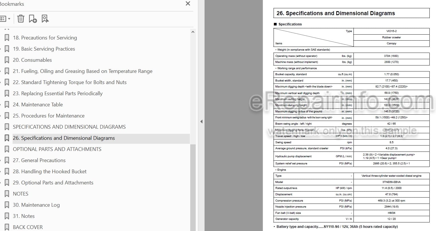Photo 3 - Yanmar VIO15-2 Operation And Maintenance Manual Excavator