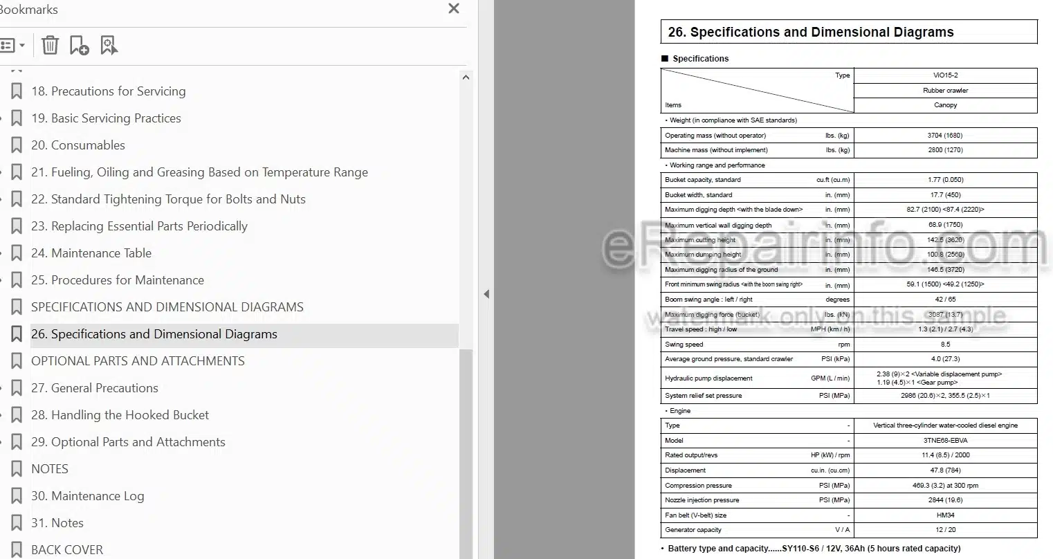 Photo 3 - Yanmar VIO15-2 Operation And Maintenance Manual Excavator