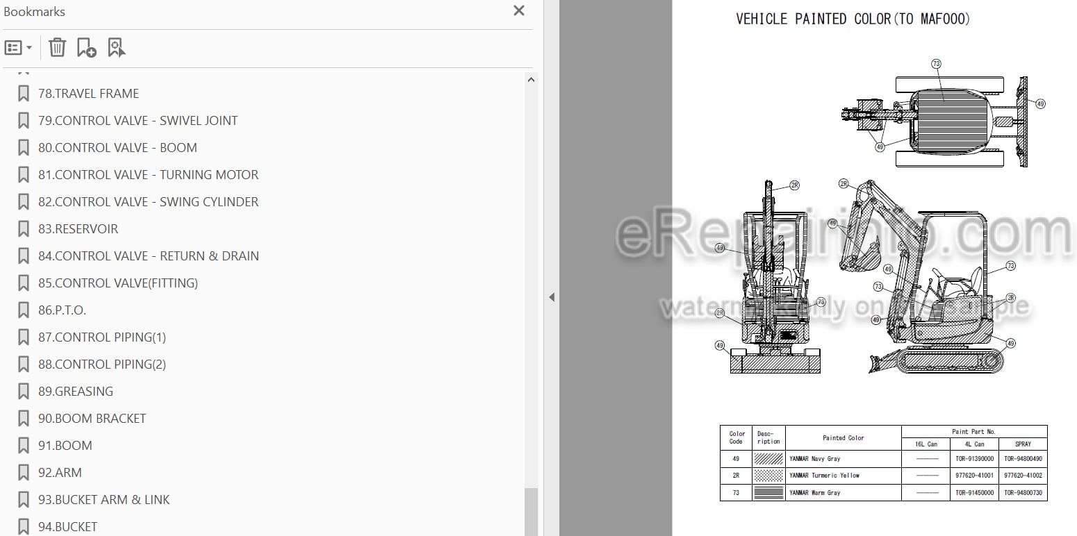 Photo 3 - Yanmar VIO17-A Parts Catalog Excavator