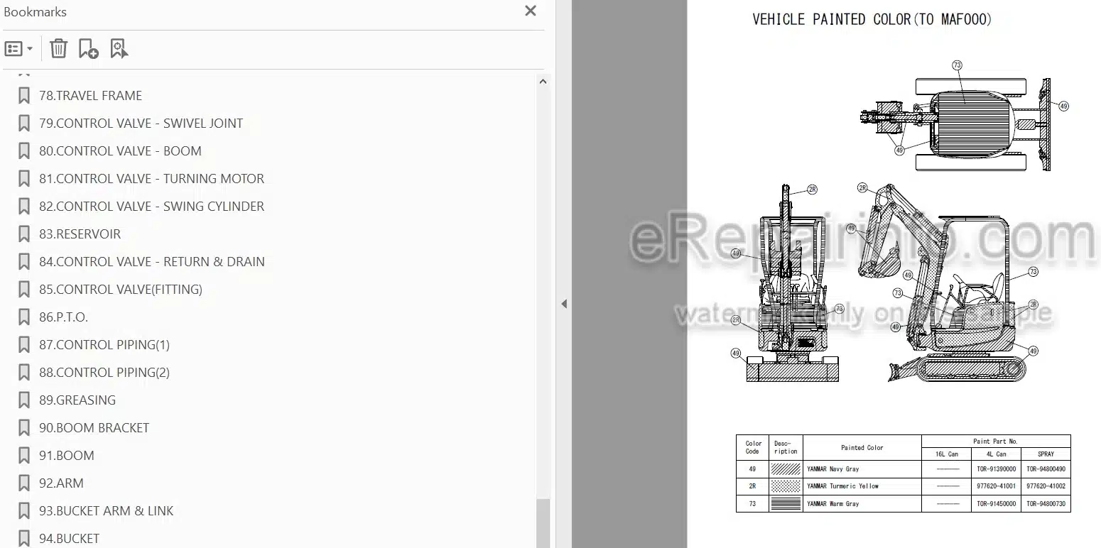 Photo 3 - Yanmar VIO17-A Parts Catalog Excavator
