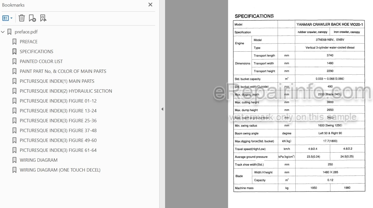 Photo 4 - Yanmar VIO20-1 Parts Catalog Excavator