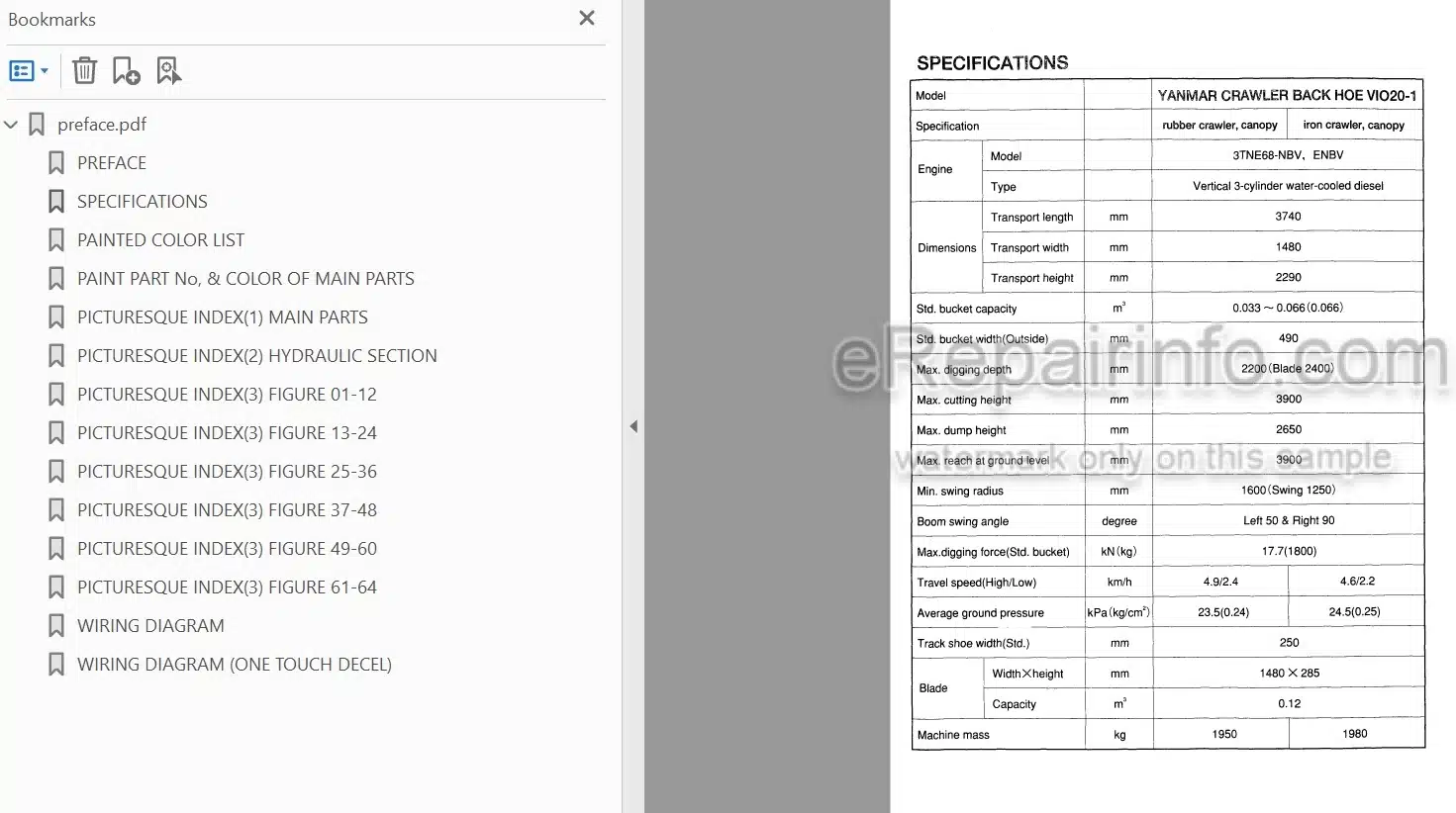 Photo 4 - Yanmar VIO20-1 Parts Catalog Excavator