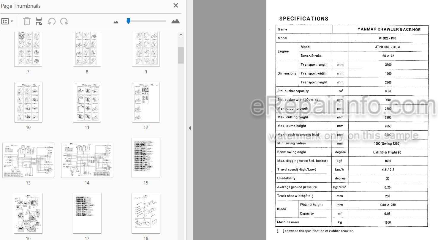 Photo 3 - Yanmar VIO20 Parts Catalog Excavator