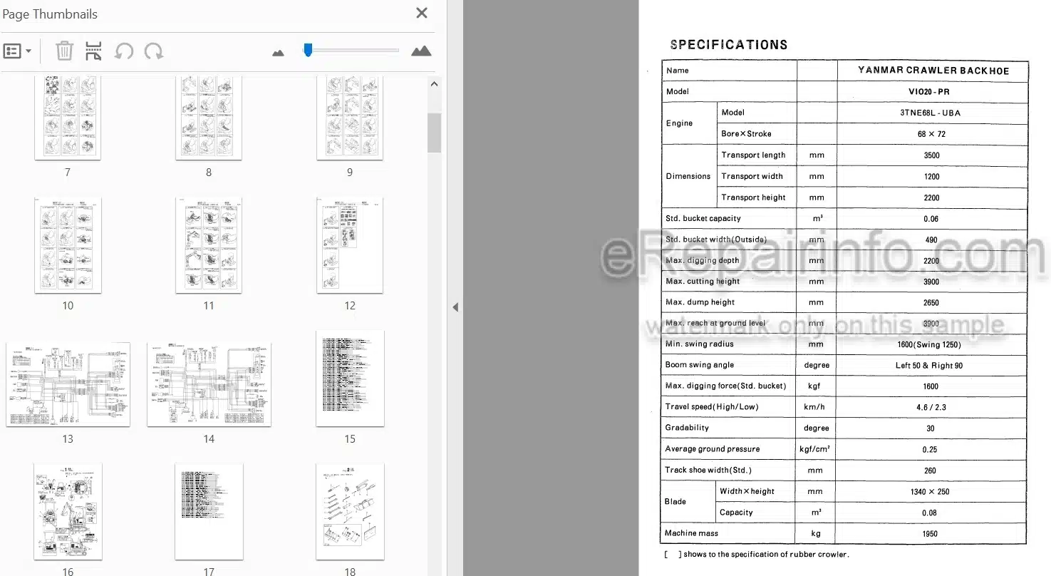 Photo 3 - Yanmar VIO20 Parts Catalog Excavator