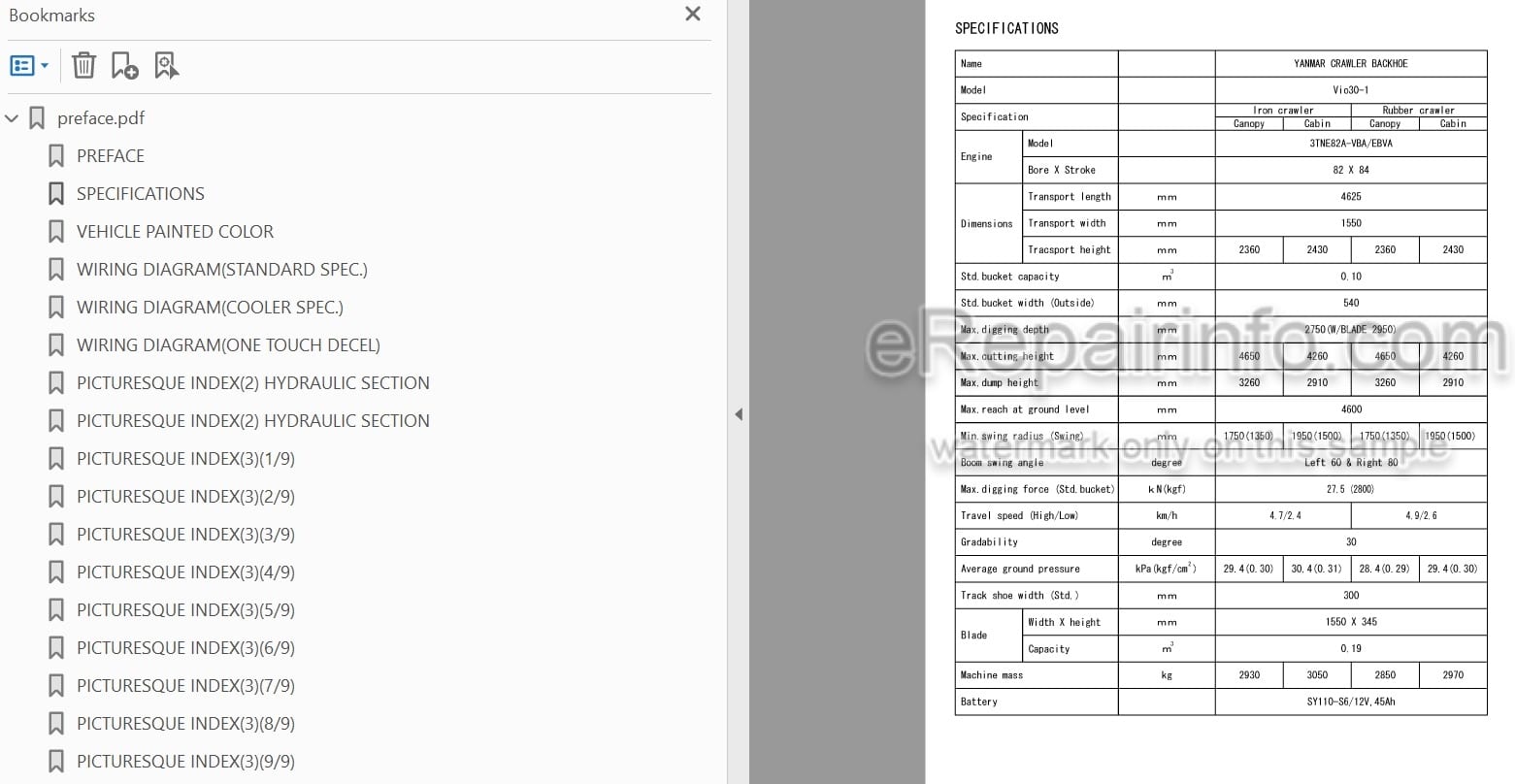 Photo 4 - Yanmar VIO30-1 Parts Catalog Excavator
