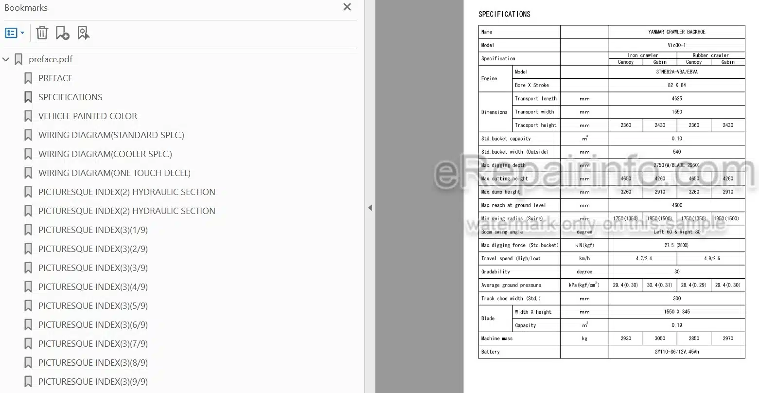 Photo 4 - Yanmar VIO30-1 Parts Catalog Excavator