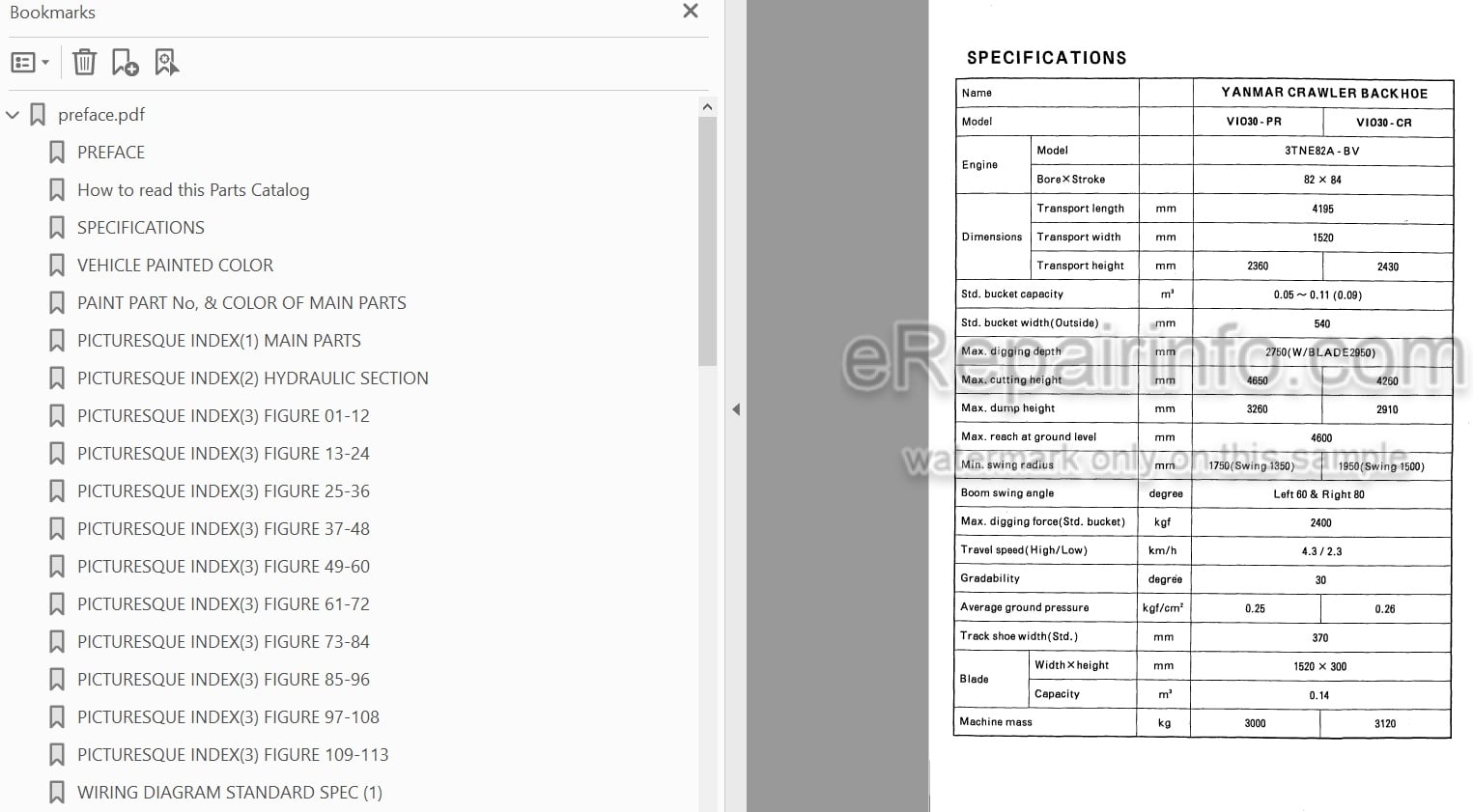 Photo 4 - Yanmar VIO30 Parts Catalog Excavator