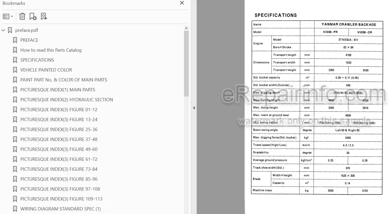 Photo 4 - Yanmar VIO30 Parts Catalog Excavator