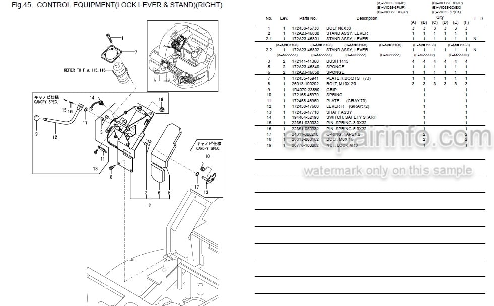 Photo 1 - Yanmar VIO35-3 Parts Catalog Excavator