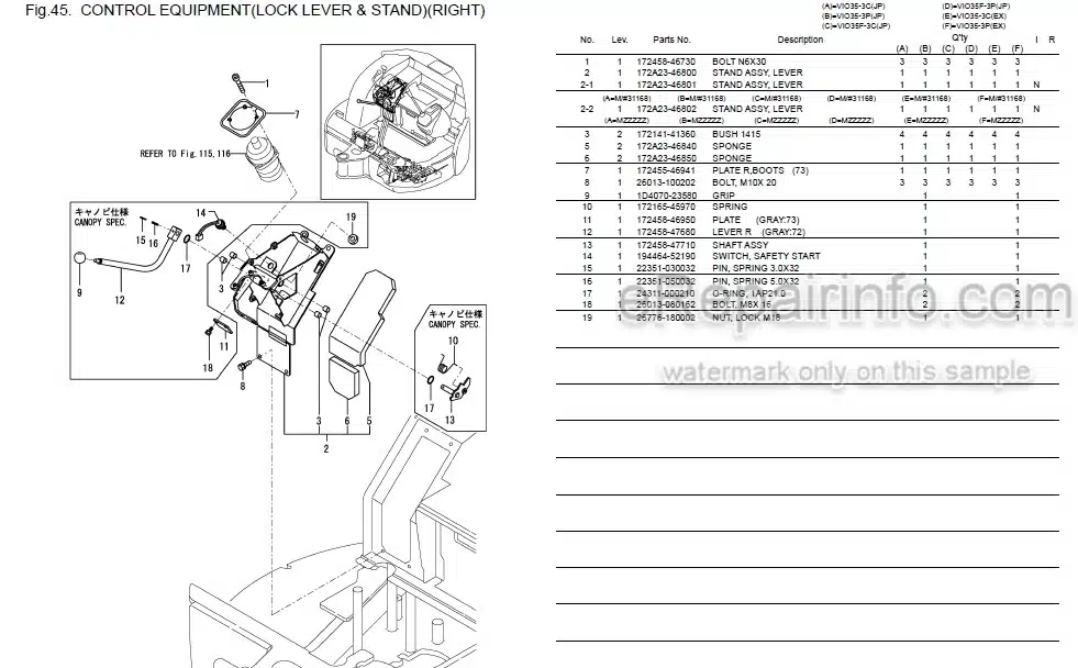 Photo 1 - Yanmar VIO35-3 Parts Catalog Excavator