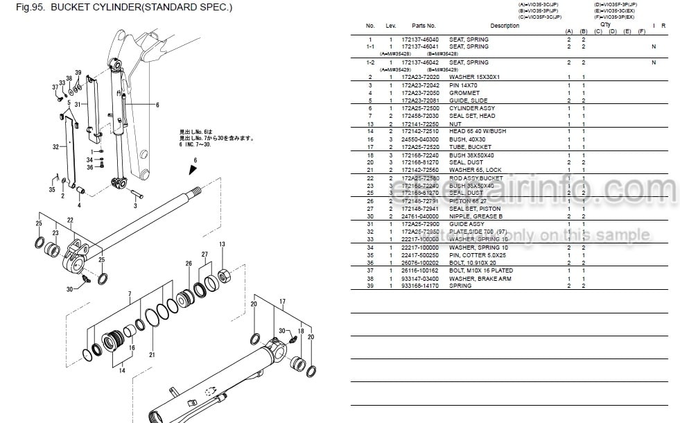 Photo 4 - Yanmar VIO35-3 Parts Catalog Excavator