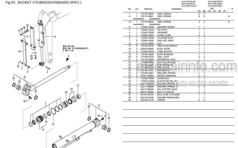 Photo 4 - Yanmar VIO35-3 Parts Catalog Excavator