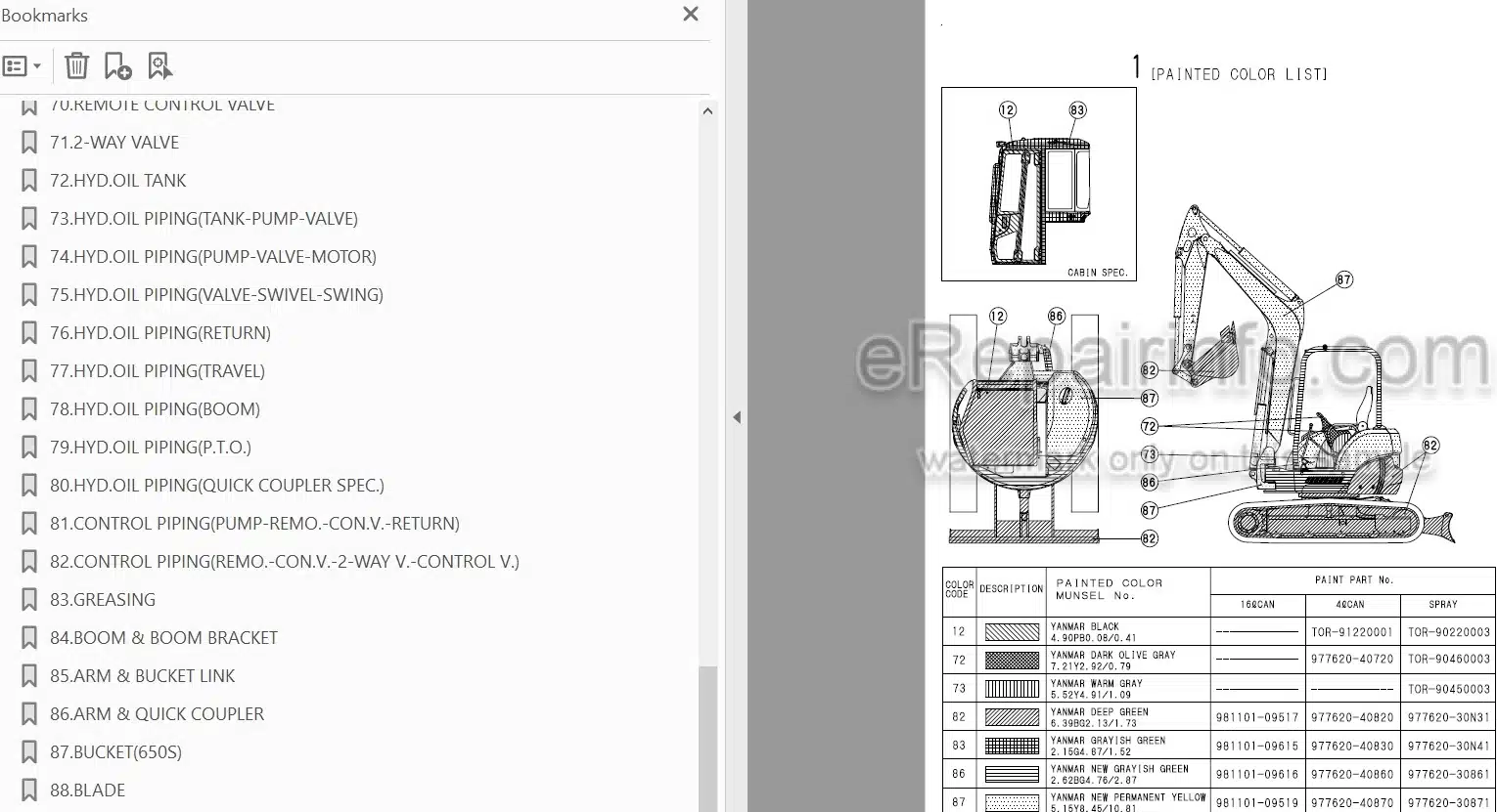Photo 3 - Yanmar VIO40-2 Parts Catalog Excavator