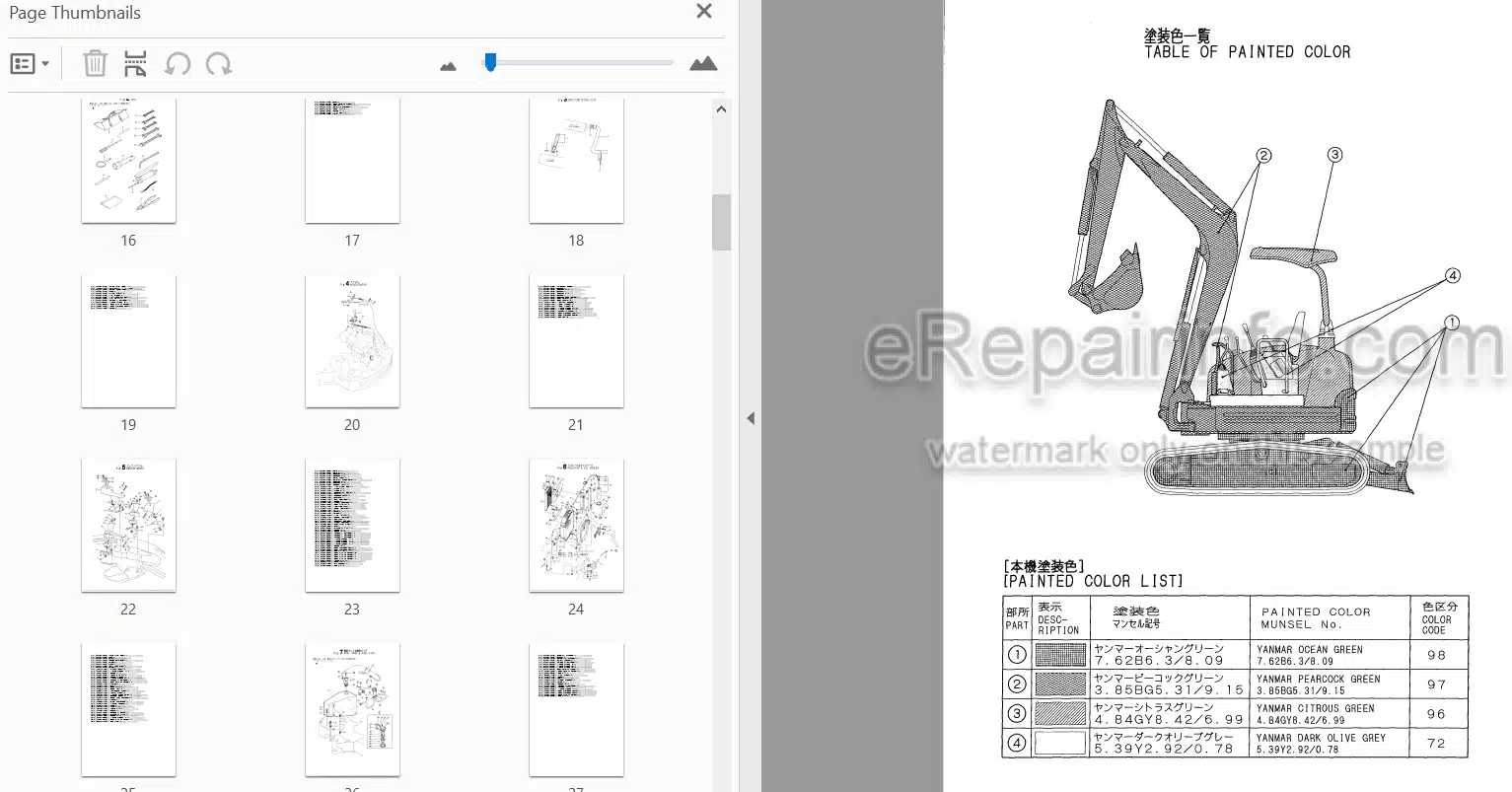 Photo 4 - Yanmar VIO40-TW Parts Catalog Excavator