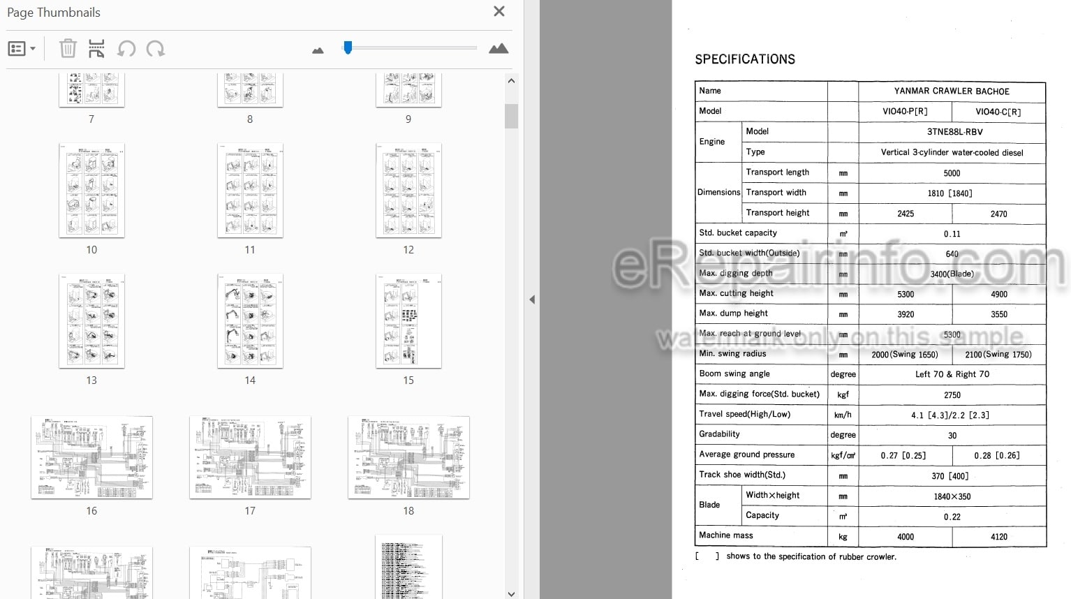 Photo 4 - Yanmar VIO40 Parts Catalog Excavator