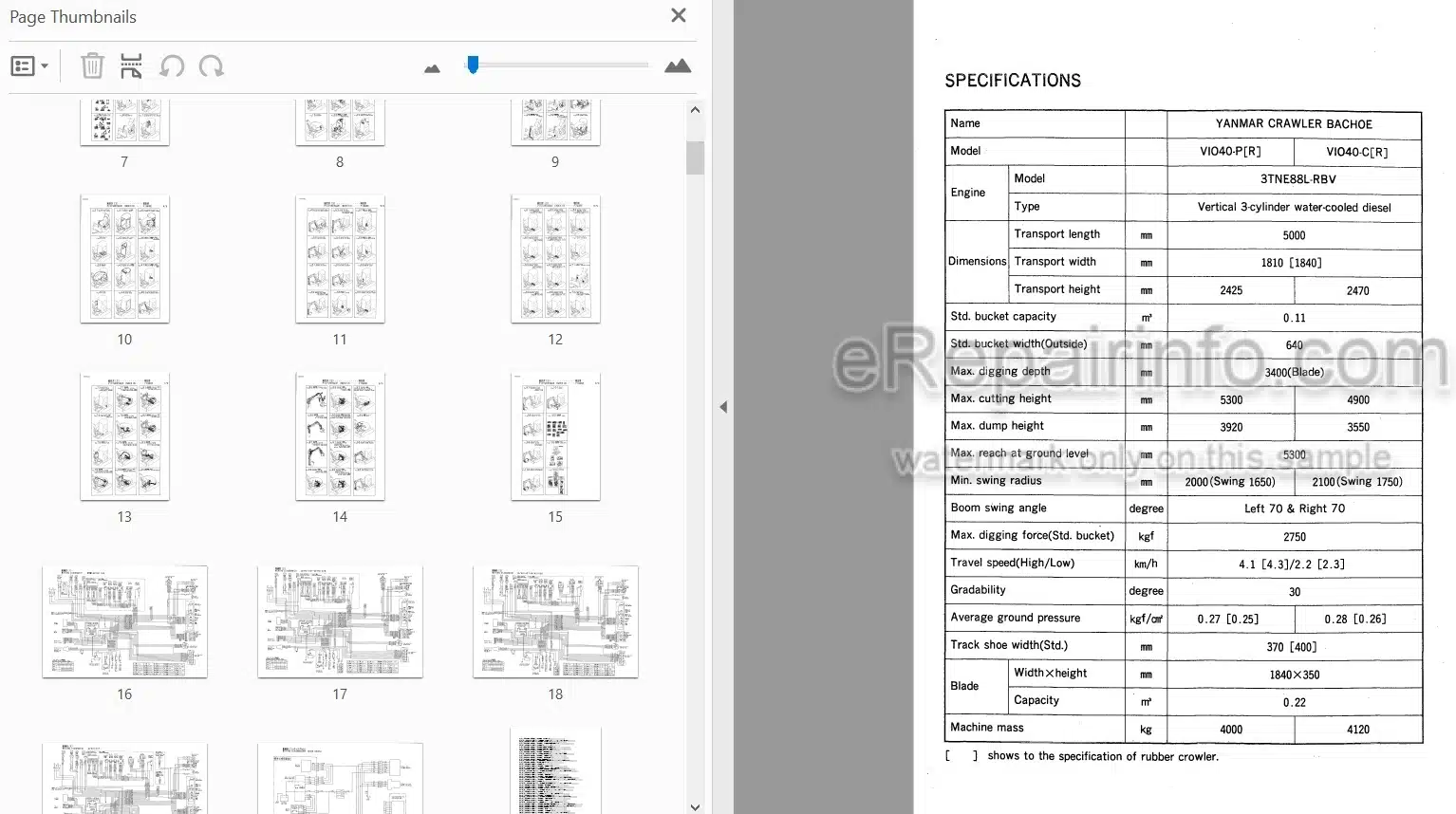 Photo 4 - Yanmar VIO40 Parts Catalog Excavator