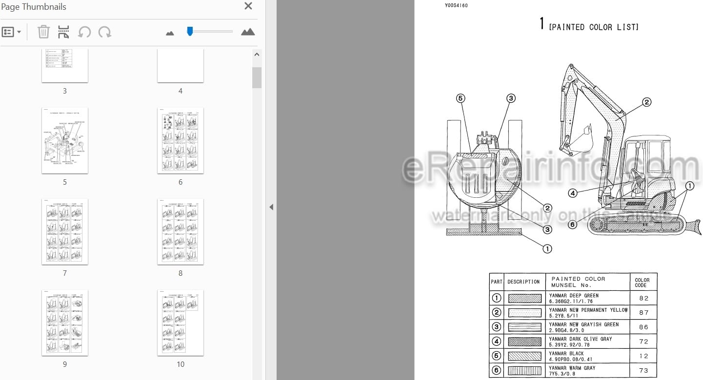 Photo 4 - Yanmar VIO50-2 Parts Catalog Excavator