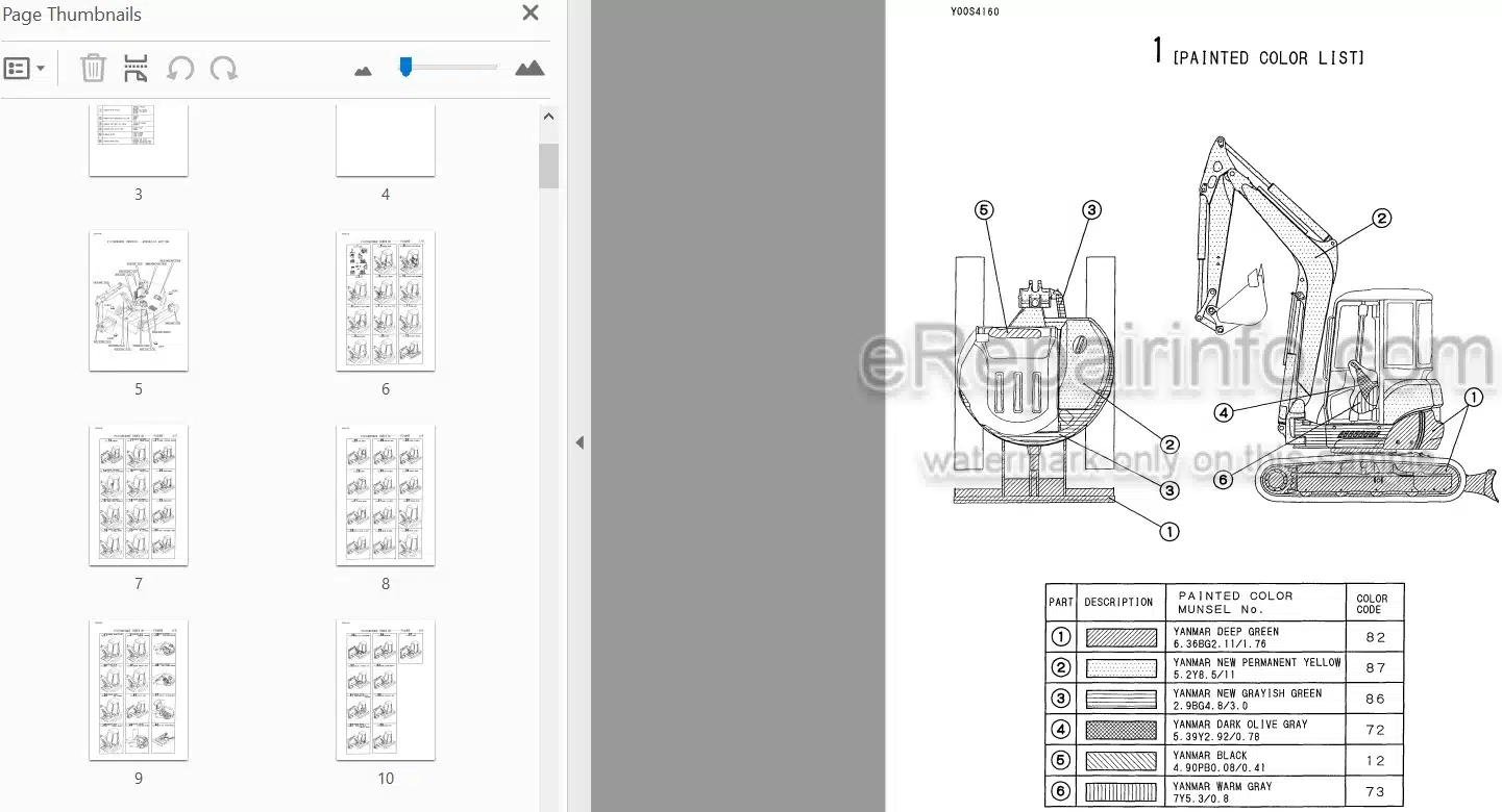 Photo 4 - Yanmar VIO50-2 Parts Catalog Excavator