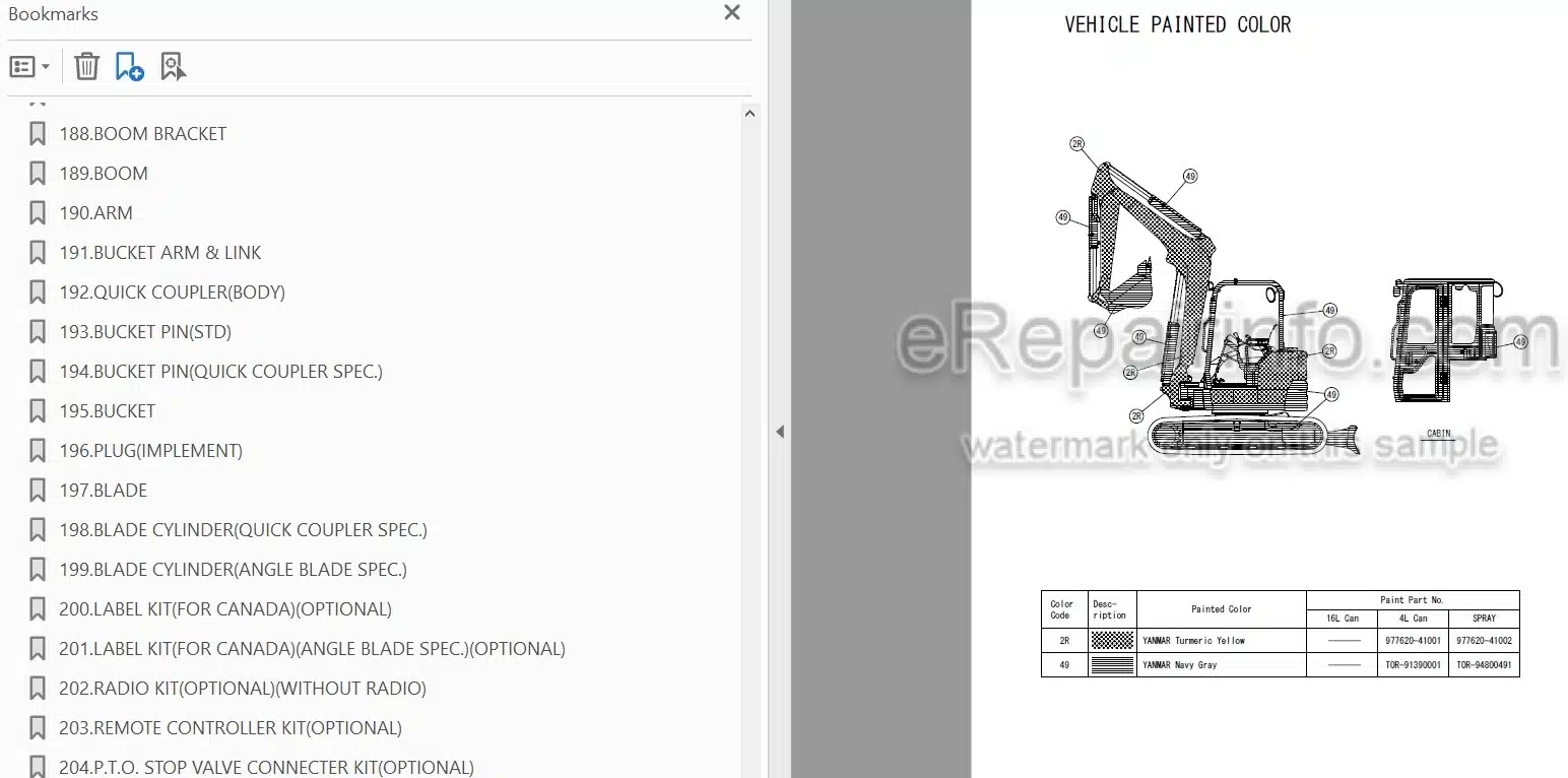 Photo 3 - Yanmar VIO50-6A Parts Catalog Excavator