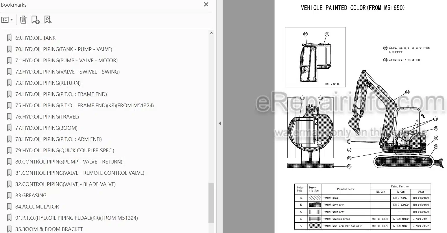 Photo 3 - Yanmar VIO55-5 Parts Catalog Excavator