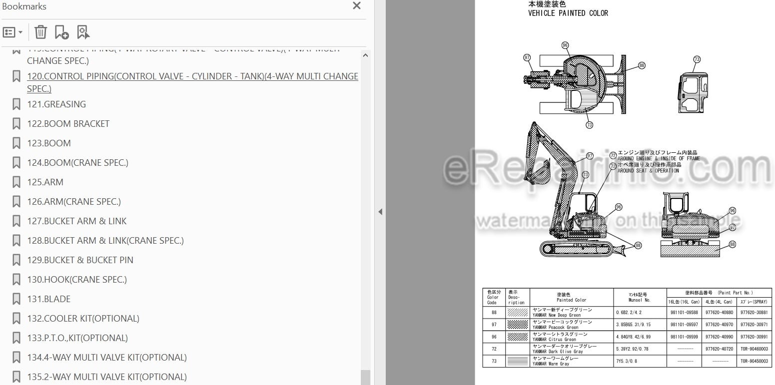 Photo 4 - Yanmar VIO70 Parts Catalog Excavator