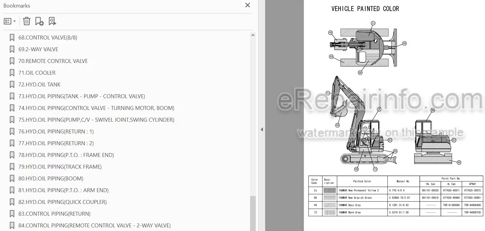 Photo 3 - Yanmar VIO75-C Parts Catalog Excavator