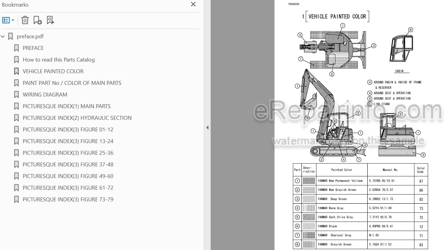 Photo 4 - Yanmar VIO75 Parts Catalog Excavator