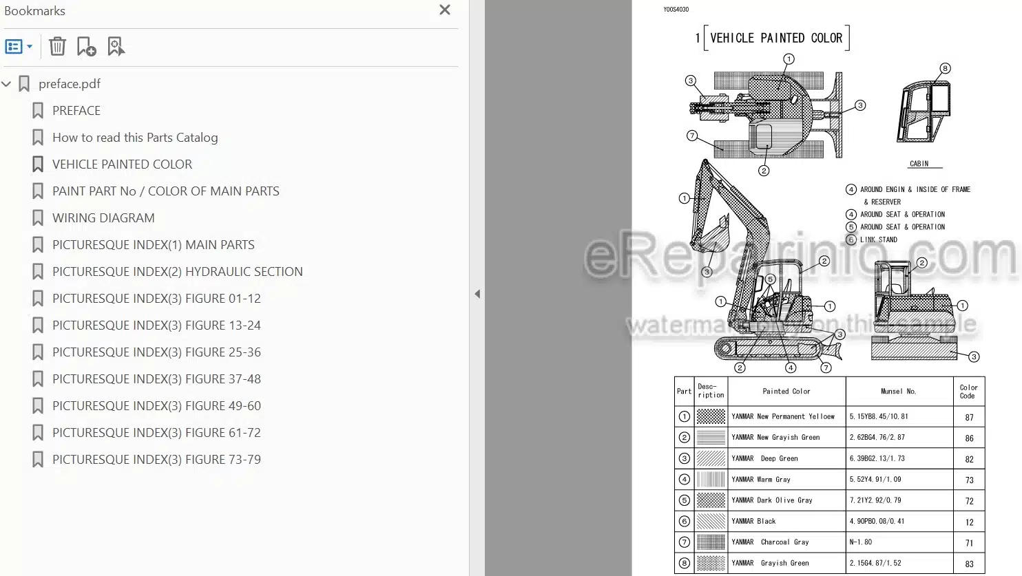Photo 4 - Yanmar VIO75 Parts Catalog Excavator