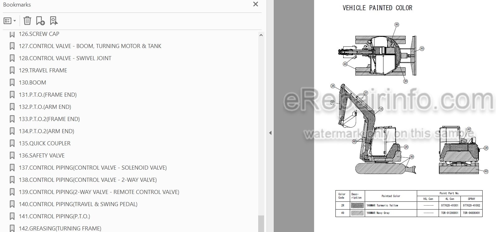 Photo 4 - Yanmar VIO82 Parts Catalog Excavator
