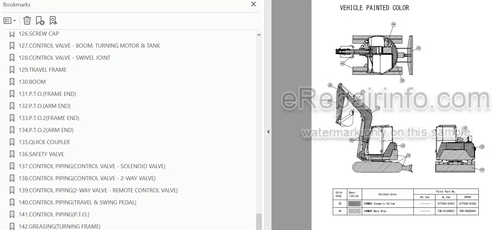 Photo 4 - Yanmar VIO82 Parts Catalog Excavator