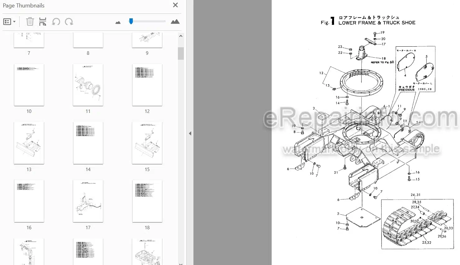 Photo 3 - Yanmar YB201U Parts Catalog Excavator