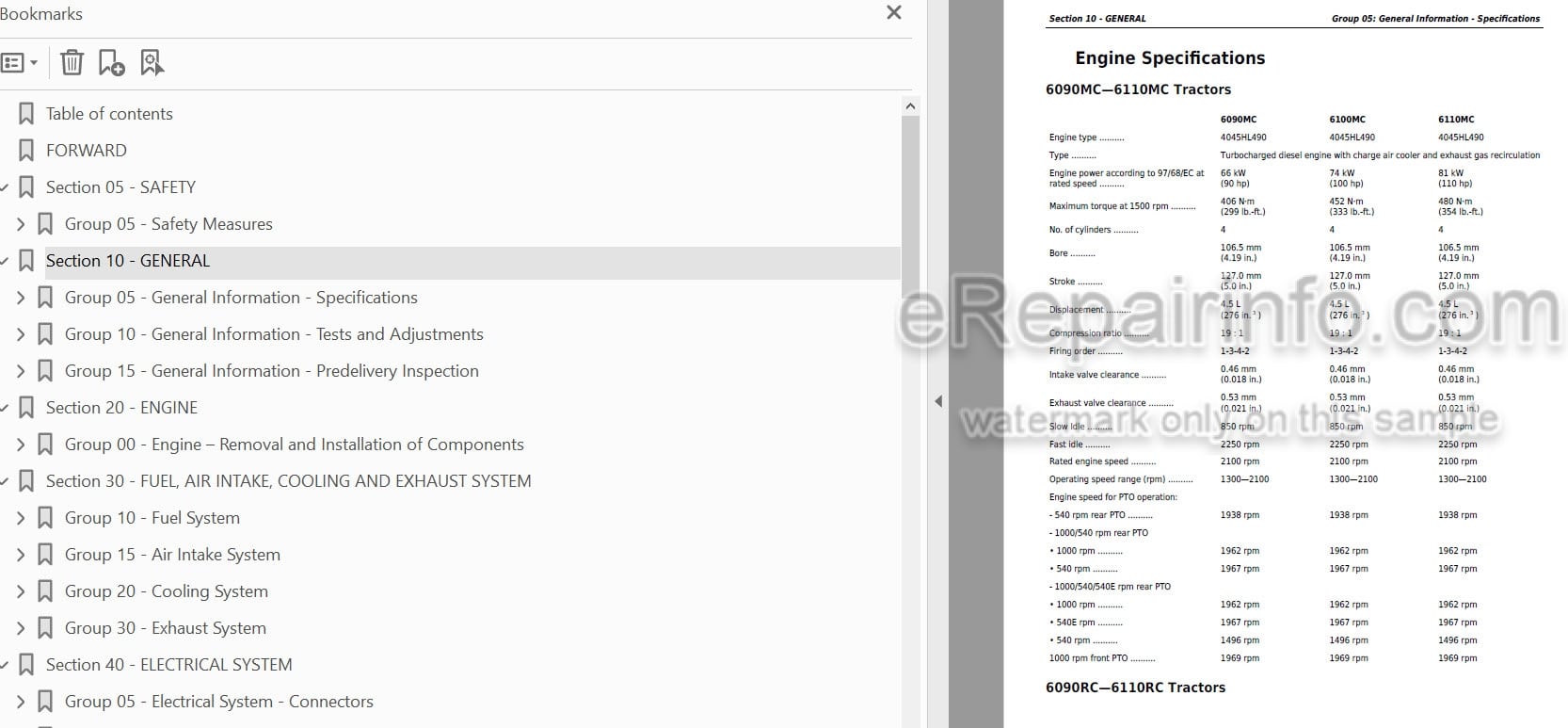 Photo 3 - John Deere 6090MC 6100MC 6110MC 6090RC 6100RC 6110RC Repair Manual Tractor TM406619