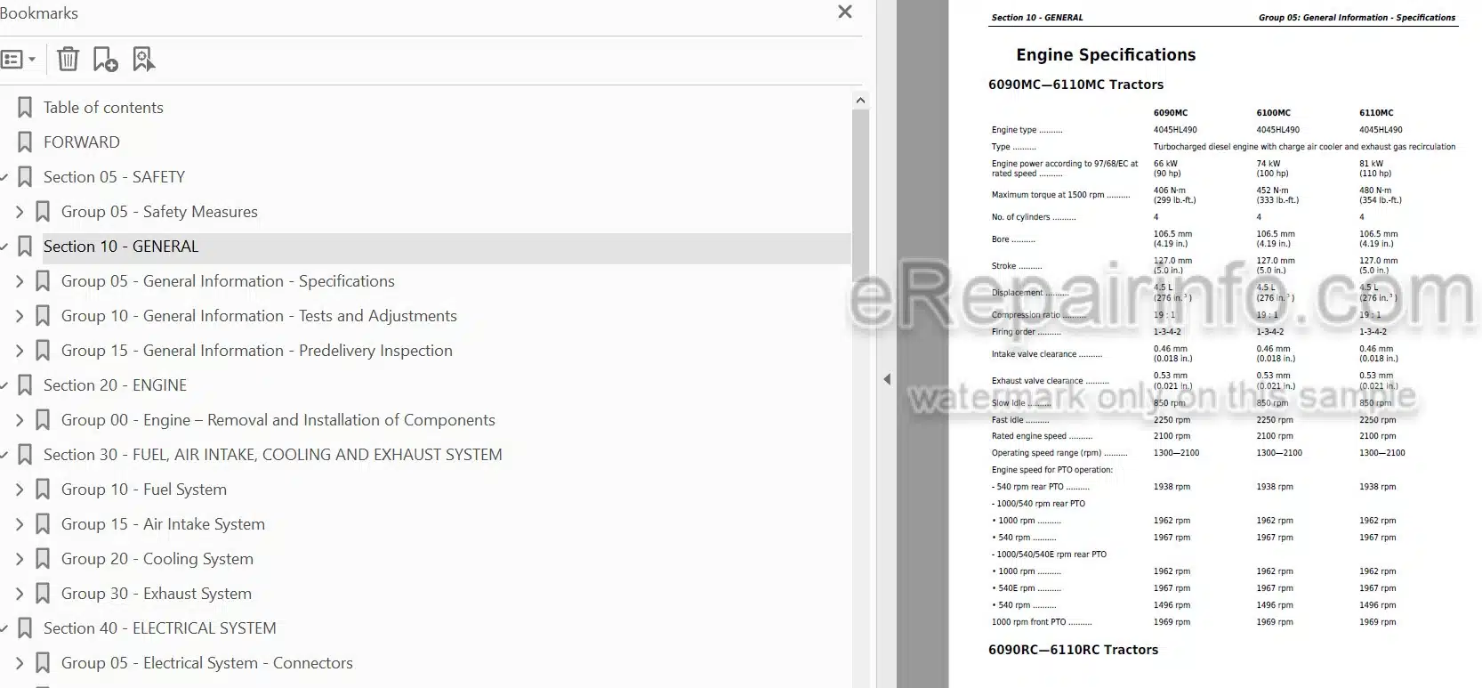 Photo 3 - John Deere 6090MC 6100MC 6110MC 6090RC 6100RC 6110RC Repair Manual Tractor TM406619