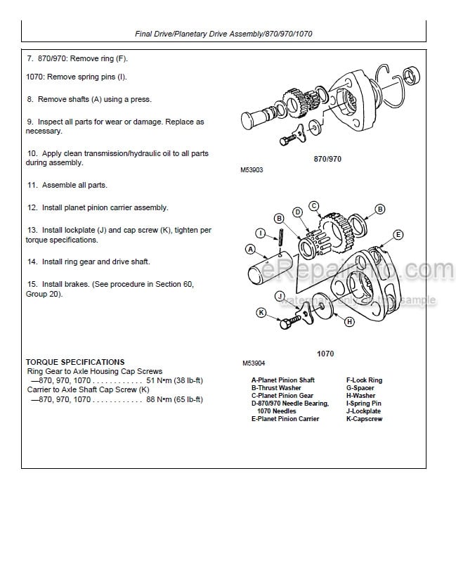 Photo 5 - John Deere 670 770 790 870 970 1070 Technical Manual Compact Utility Tractor TM1470