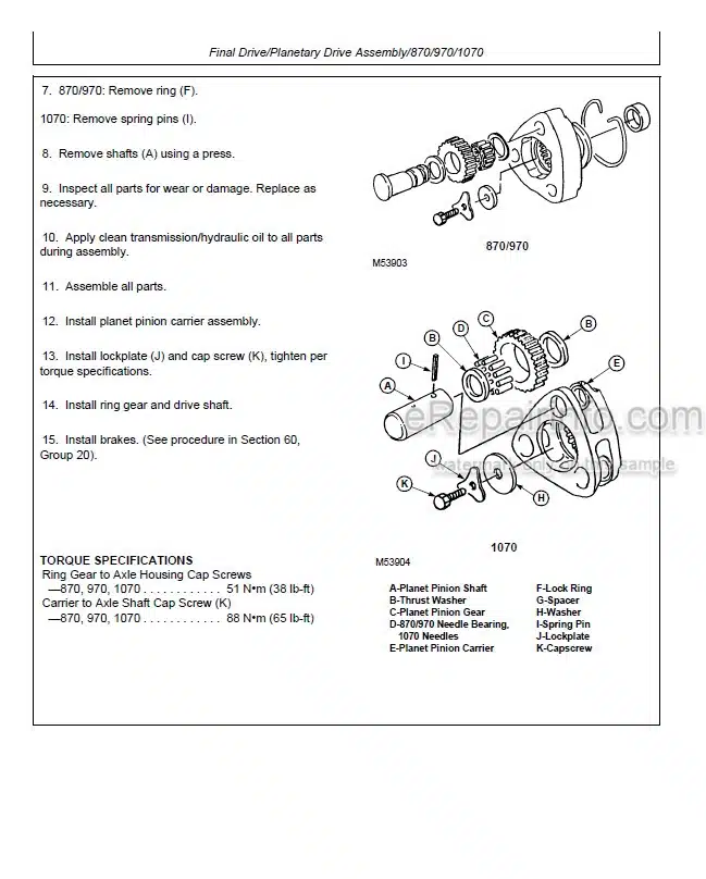 Photo 5 - John Deere 670 770 790 870 970 1070 Technical Manual Compact Utility Tractor TM1470
