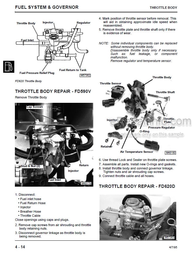 Photo 5 - John Deere FD440V FD501V FD590V FD620D Component Technical Manual K Series Liquid Cooled Engine CTM93