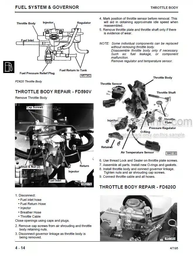 Photo 5 - John Deere FD440V FD501V FD590V FD620D Component Technical Manual K Series Liquid Cooled Engine CTM93