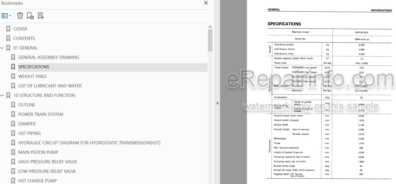 Photo 4 - Komatsu Avance WA120-3CS Shop Manual Wheel Loader SEBM012402 SN 10004-