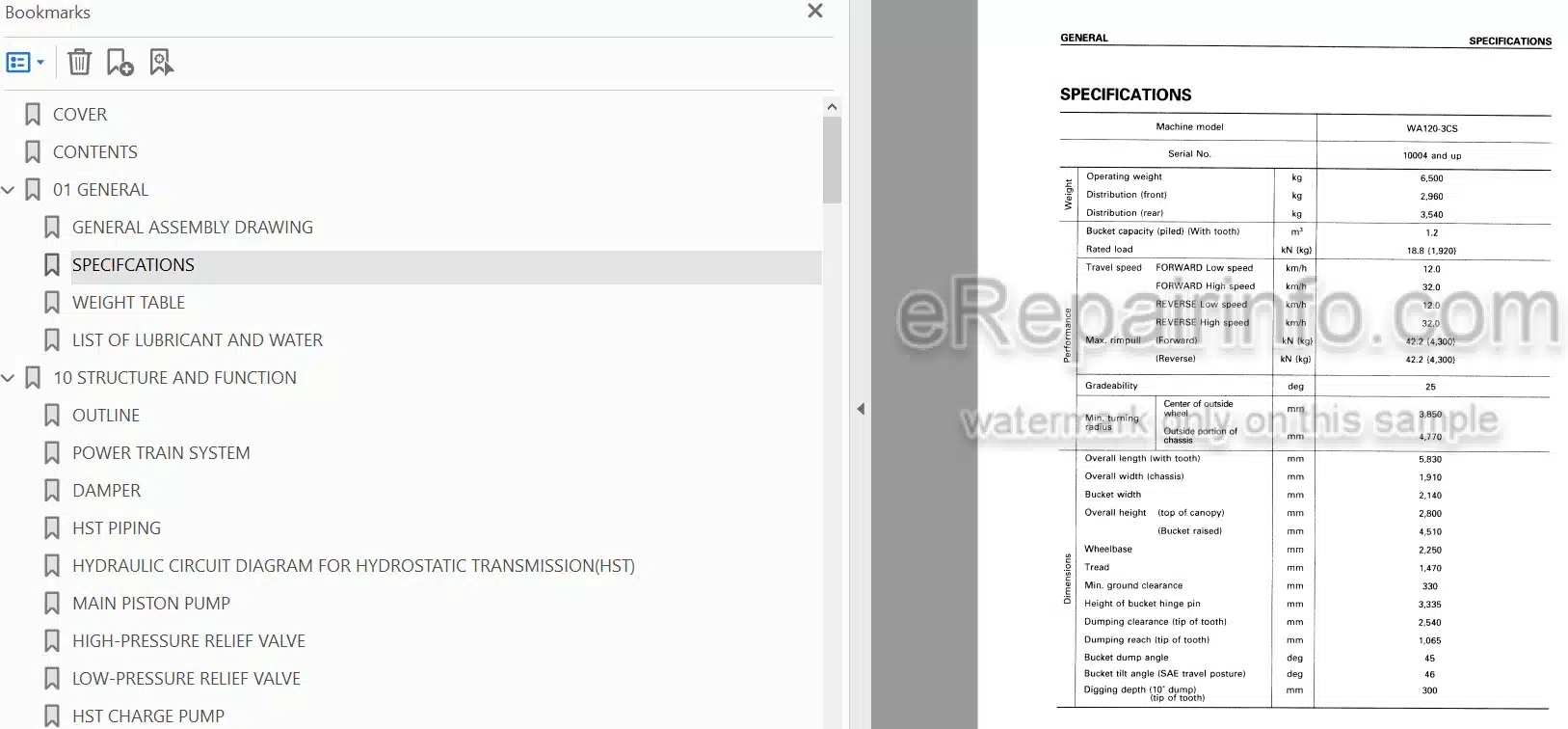 Photo 4 - Komatsu Avance WA120-3CS Shop Manual Wheel Loader SEBM012402 SN 10004-