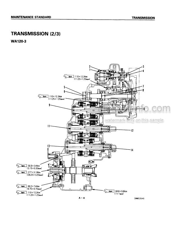 Photo 5 - Komatsu Avance WA120-3 WA120-3A Shop Manual Wheel Loader SEBM005706 SN 50001-